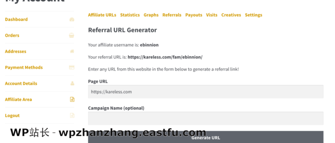 联盟WP URL选项卡