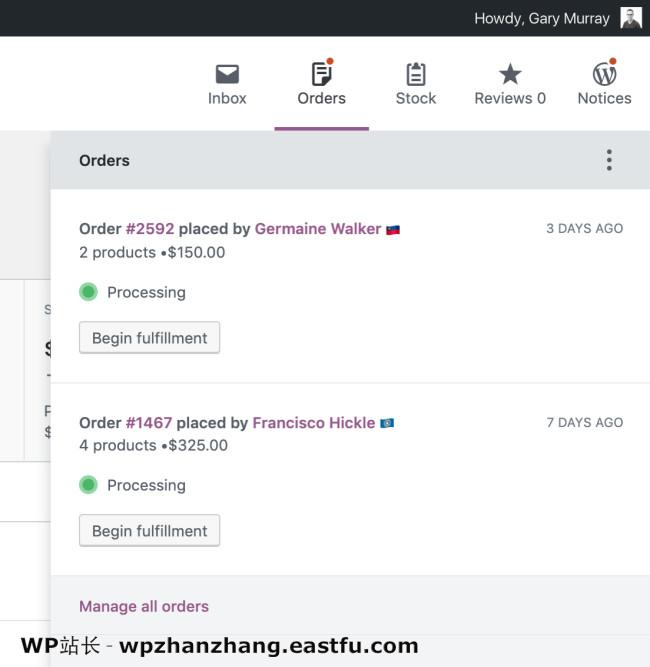 WooCommerce Admin:WooCommerce新的中央仪表盘 3 商店所有者可以在WooCommerce Admin中完成订单,管理库存和库存以及存储来自新活动面板的通知。