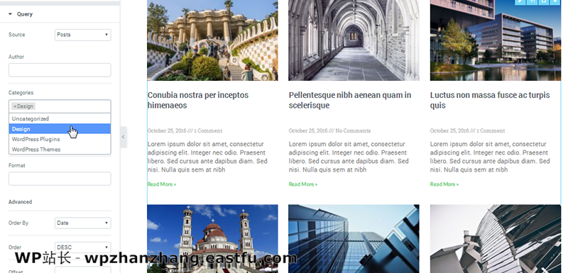 选择要显示的博客类别