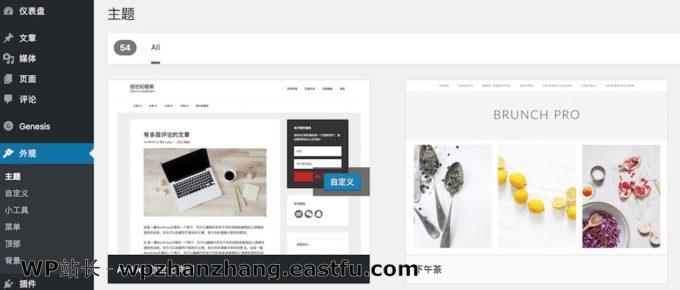 管理菜单中的主题菜单项