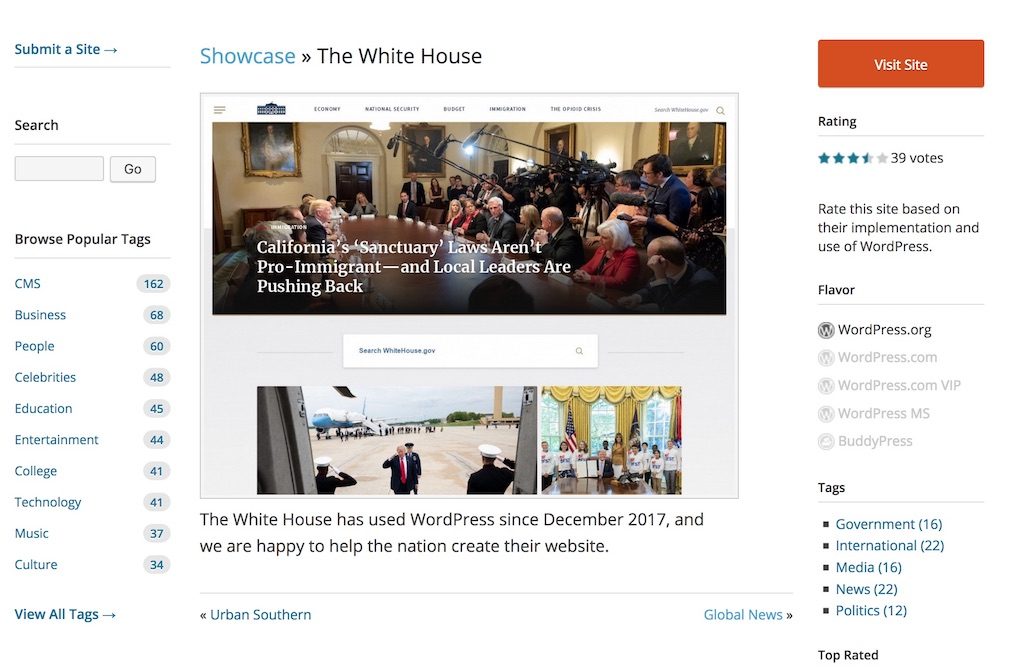WordPress 用在白宫官方网站 1 白宫官方网站