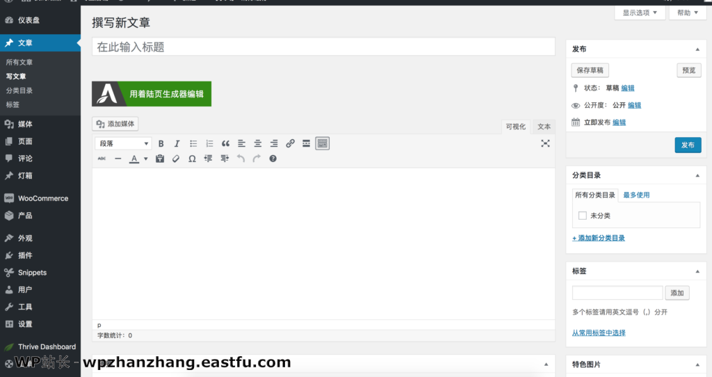 WordPress 创建新文章界面