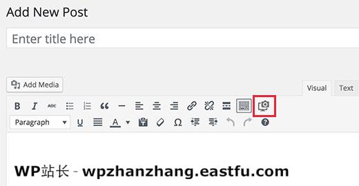 浏览器镜头按钮在WordPress可视化编辑器中 浏览器镜头按钮在WordPress可视化编辑器中