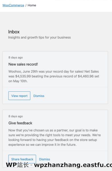 看一看WooCommerce 4.3改进 4 收件箱消息