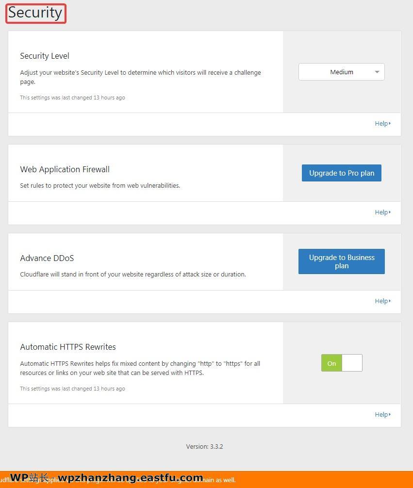 WordPress 速度优化的完整指南 23 cloudflare-settings-security