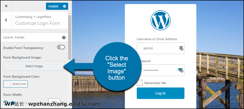 如何使用 LoginPress 创建 WordPress 自定义登录页面 14 LoginPress WordPress 插件选择表单背景图片