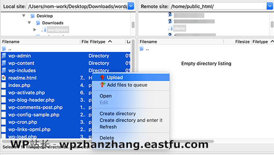 使用 FTP 客户端上传 WordPress 文件 使用 FTP 客户端上传 WordPress 文件