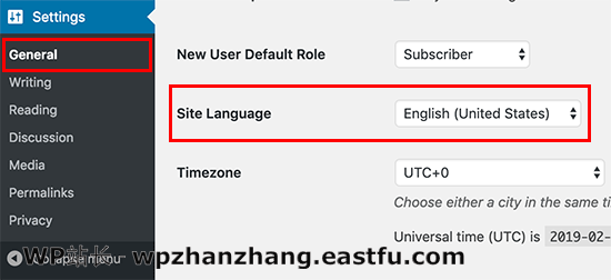 在 WordPress 设置中更改语言 在 WordPress 设置中更改语言