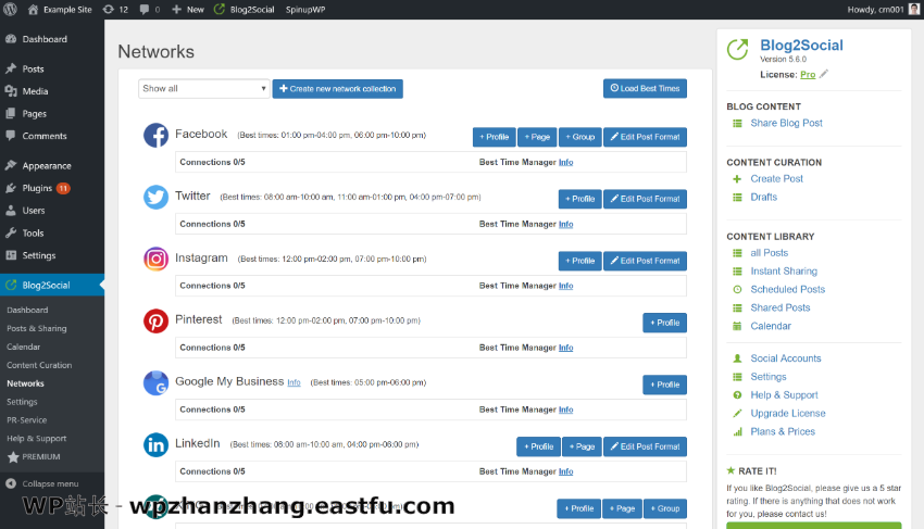 将网络连接到 Blog2Social