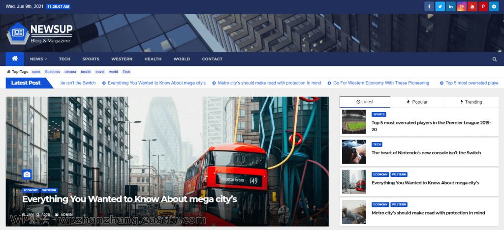 60+最佳免费 WordPress 主题 - 完整列表(2021年) 38 Newsup 杂志主题