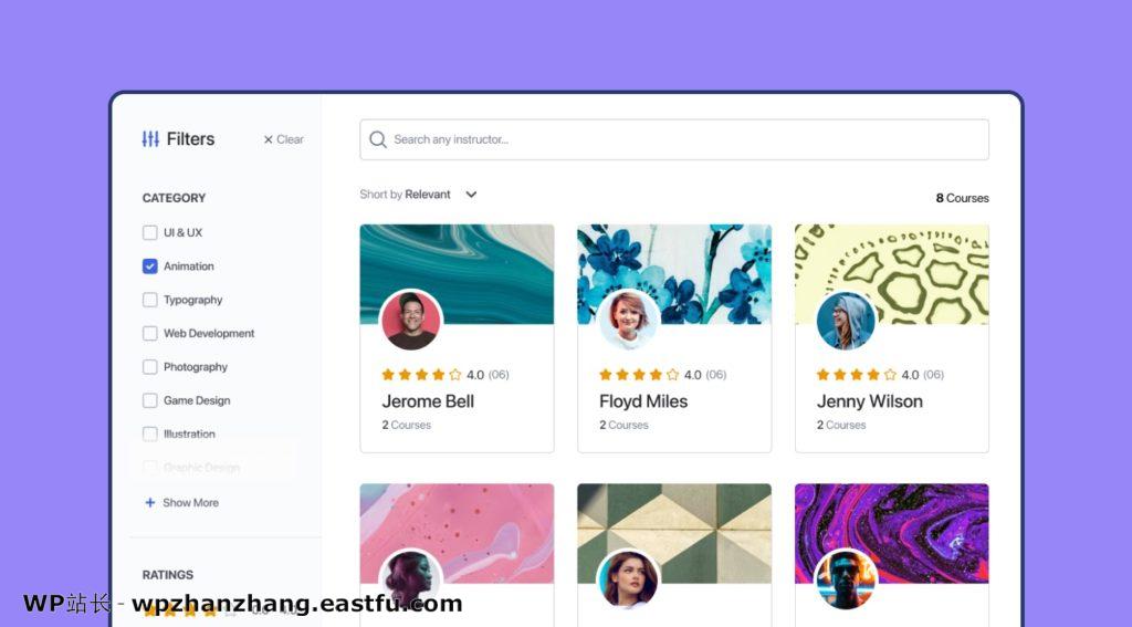 窥探 Tutor LMS 2.0 在线学习系统:抢先体验新特性! 42 教师名单布局
