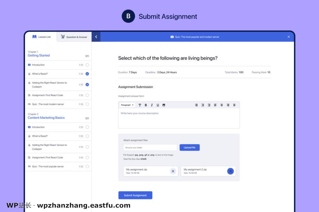 窥探 Tutor LMS 2.0 在线学习系统:抢先体验新特性! 23 新的作业选项