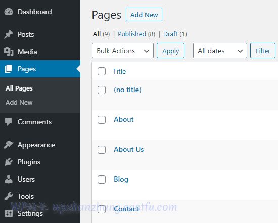 查看您网站上的页面列表 查看您网站上的页面列表