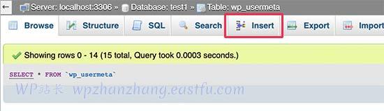 向 usermeta 表插入新行 向 usermeta 表插入新行