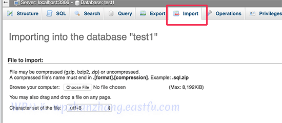 通过 phpMyAdmin 导入数据库 通过 phpMyAdmin 导入数据库
