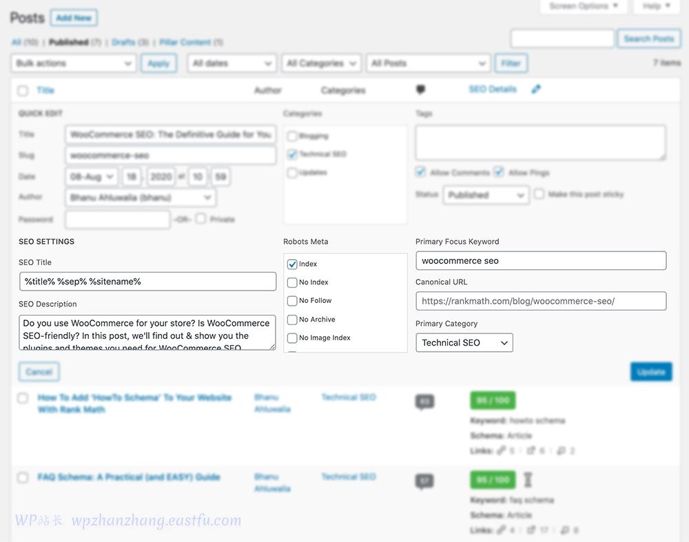 Quick Edit SEO Details
