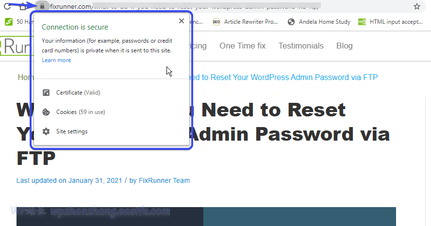 WordPress Mixed Content混合内容警告:4 种简单的修复方法 2 “连接是安全的”插图