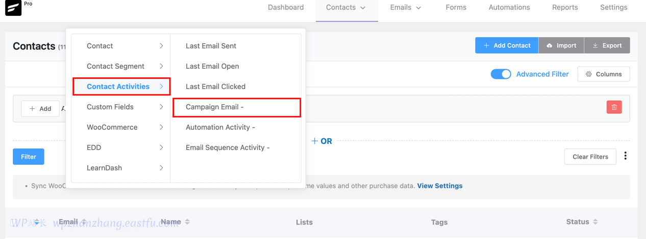 FluentCRM 2.6.0:更多功能、集成改进等等! 2 活动活动过滤