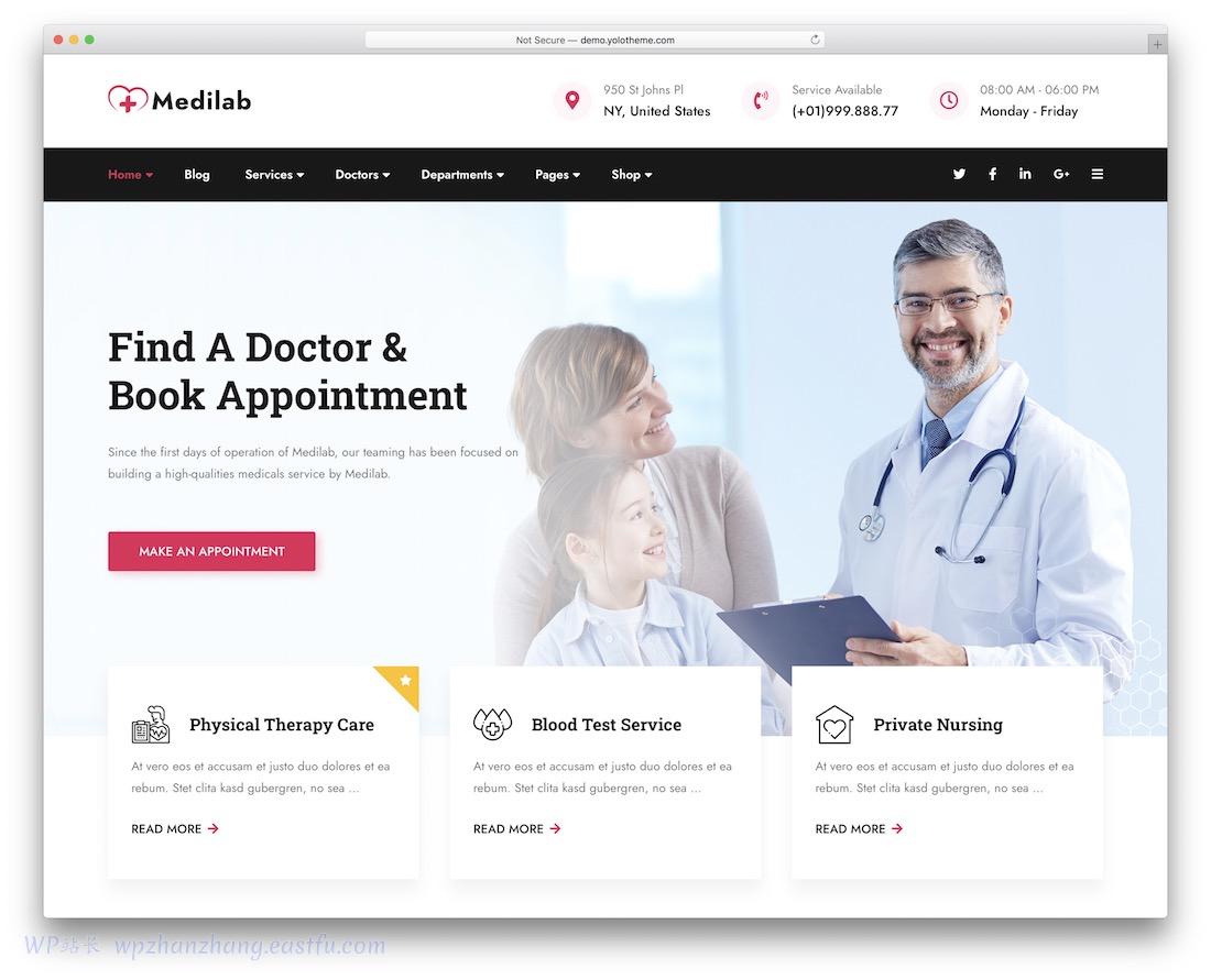 2022年33个最佳WordPress健康与医疗主题 17 medilab 医学 wordpress 主题