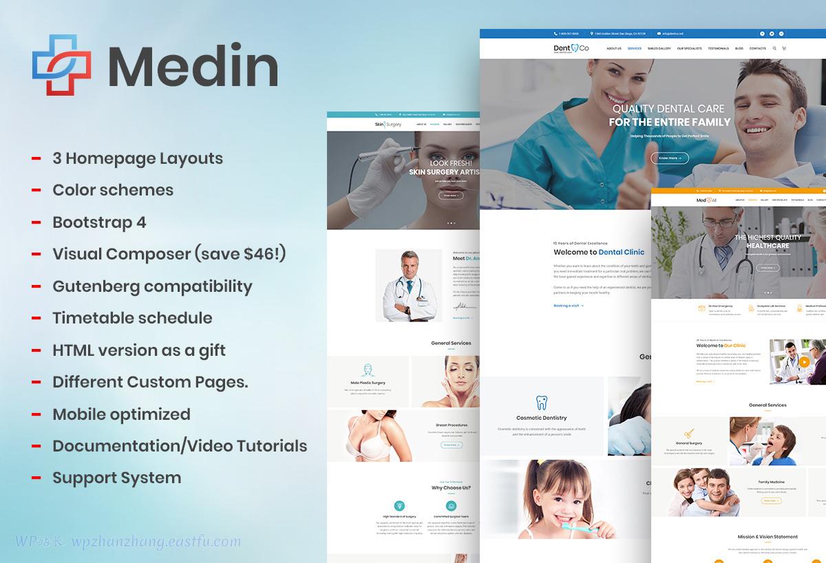 2022年33个最佳WordPress健康与医疗主题 21 medin 简单的医学 wordpress 主题