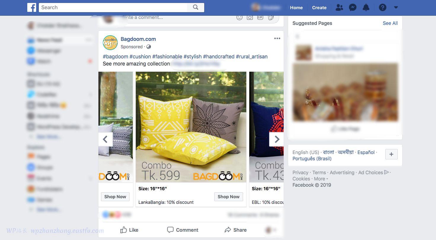 Facebook 动态广告 Bagdoom.com