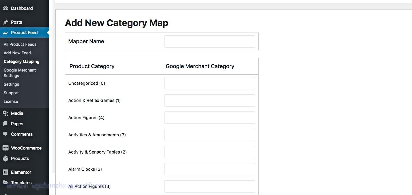 使用 WooCommerce 产品提要管理器的类别映射