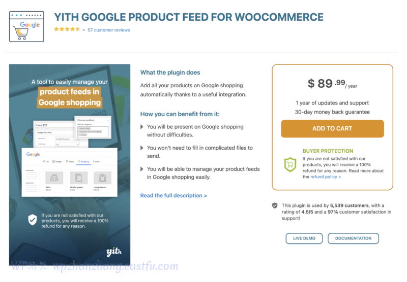 2024年WooCommerce商城网站的6个最佳产品提要插件 1 用于 WooCommerce 的 YITH Google 产品提要