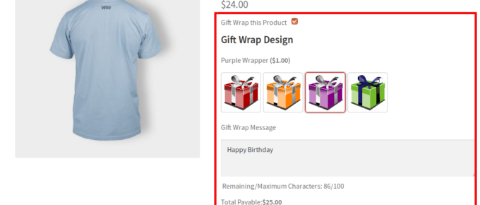 Gift Wrapper for WooCommerce电商商城礼品包装插件，收取产品礼品包装和订单礼品包装费用