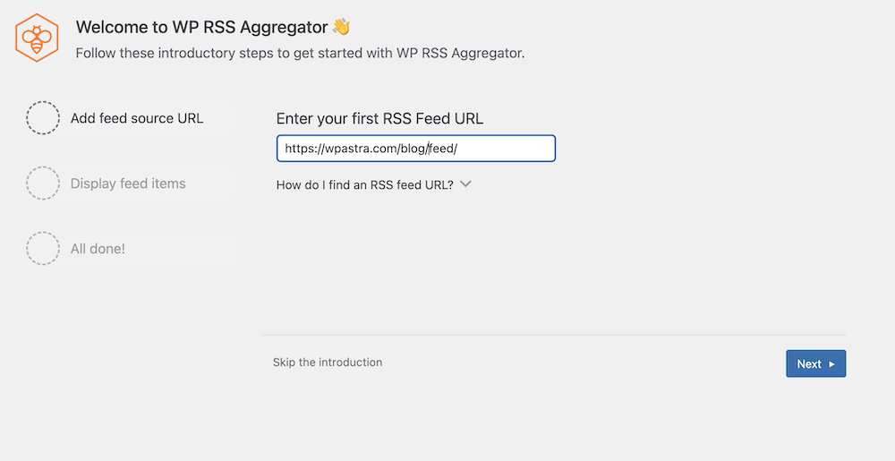 输入您的 RSS 提要 URL
