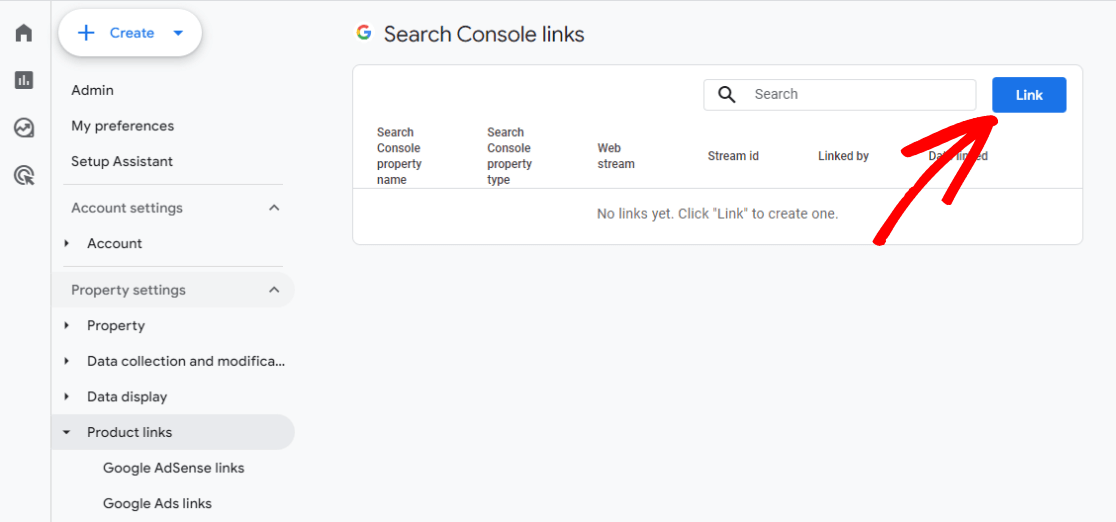 在 Google Analytics 中添加 Search Console 链接