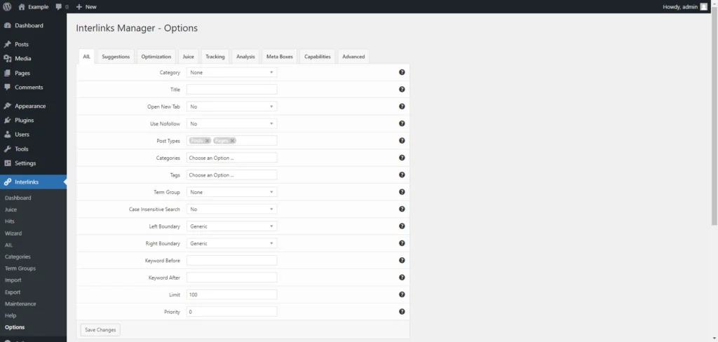 Interlinks Manager 自动链接高级过滤器