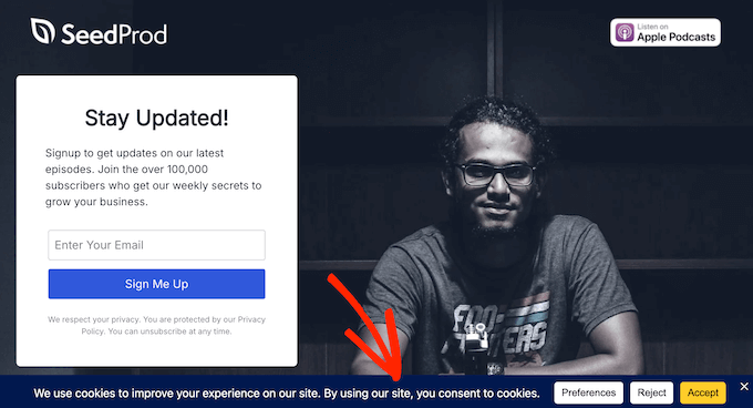 cookie-banner-wordpress 使用 WPConsent 创建的 Cookie 同意横幅示例