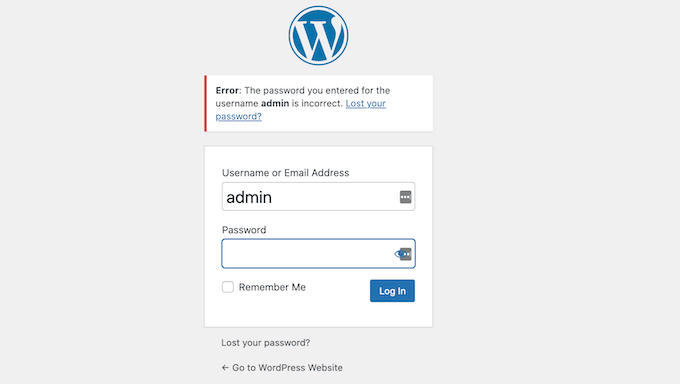 WordPress 登录错误消息中的密码提示 WordPress 登录错误消息中的密码提示