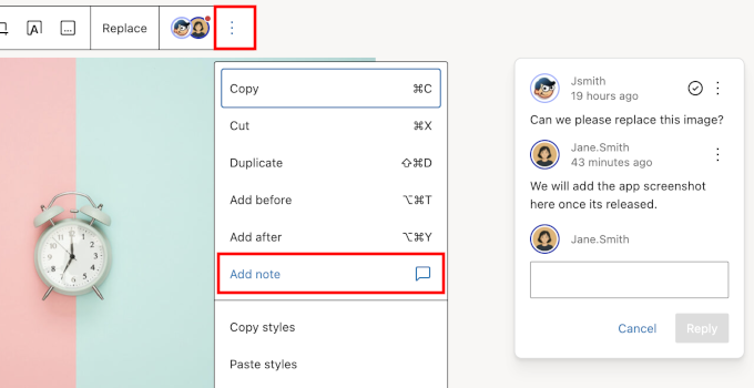 在 WordPress 6.9 中向区块添加注释