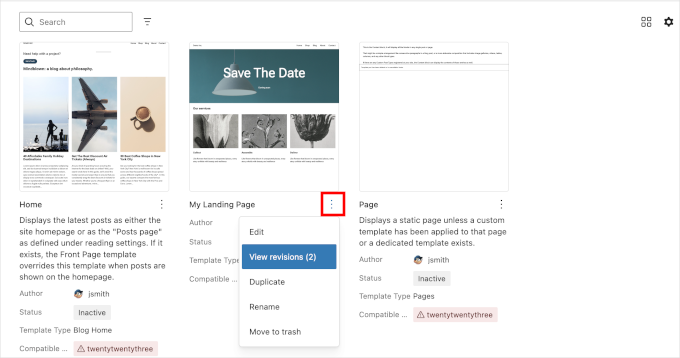 在 WordPress 6.9 中编辑、复制和管理模板