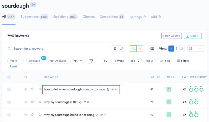 寻找易于在LowFruits上排名的关键词