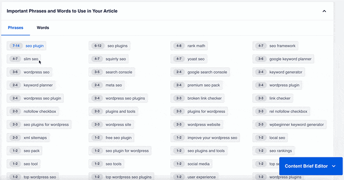 SEOBoost 内容简报编辑器