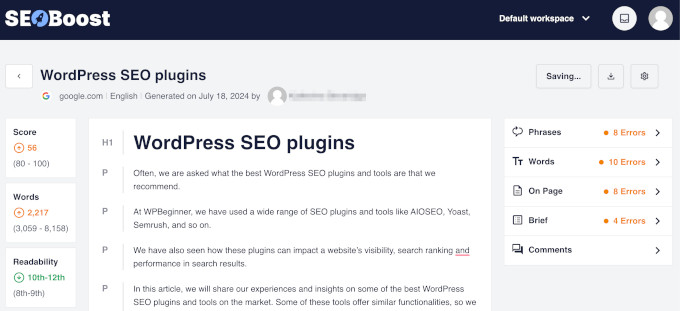 SEOBoost 内容优化