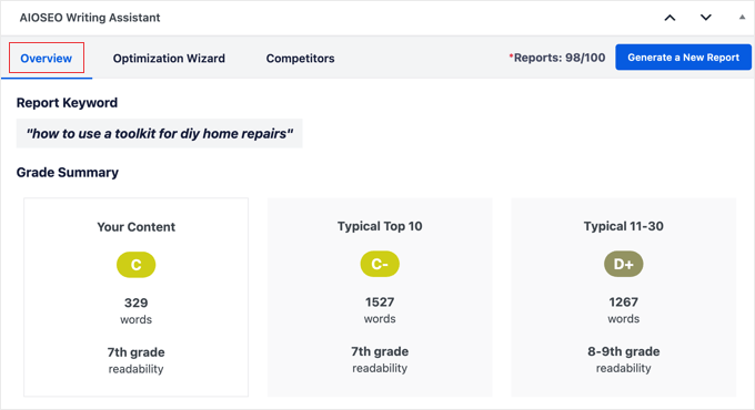 写作助手报告 - 概述