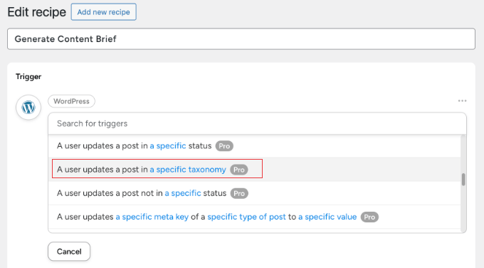 当帖子更新为特定分类时触发一个不可思议的自动化配方
