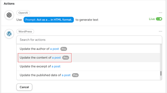一个神奇的 Automator 操作，用于更新帖子内容