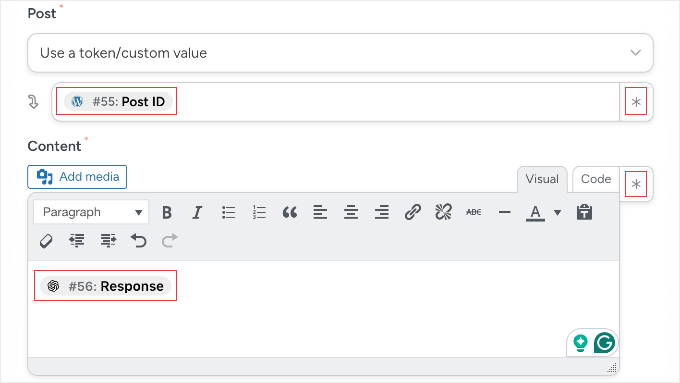 在 Uncanny Automator 中配置“更新帖子内容”操作