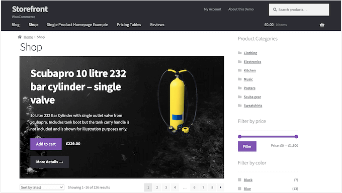 一个使用 WooCommerce 创建的在线商店示例