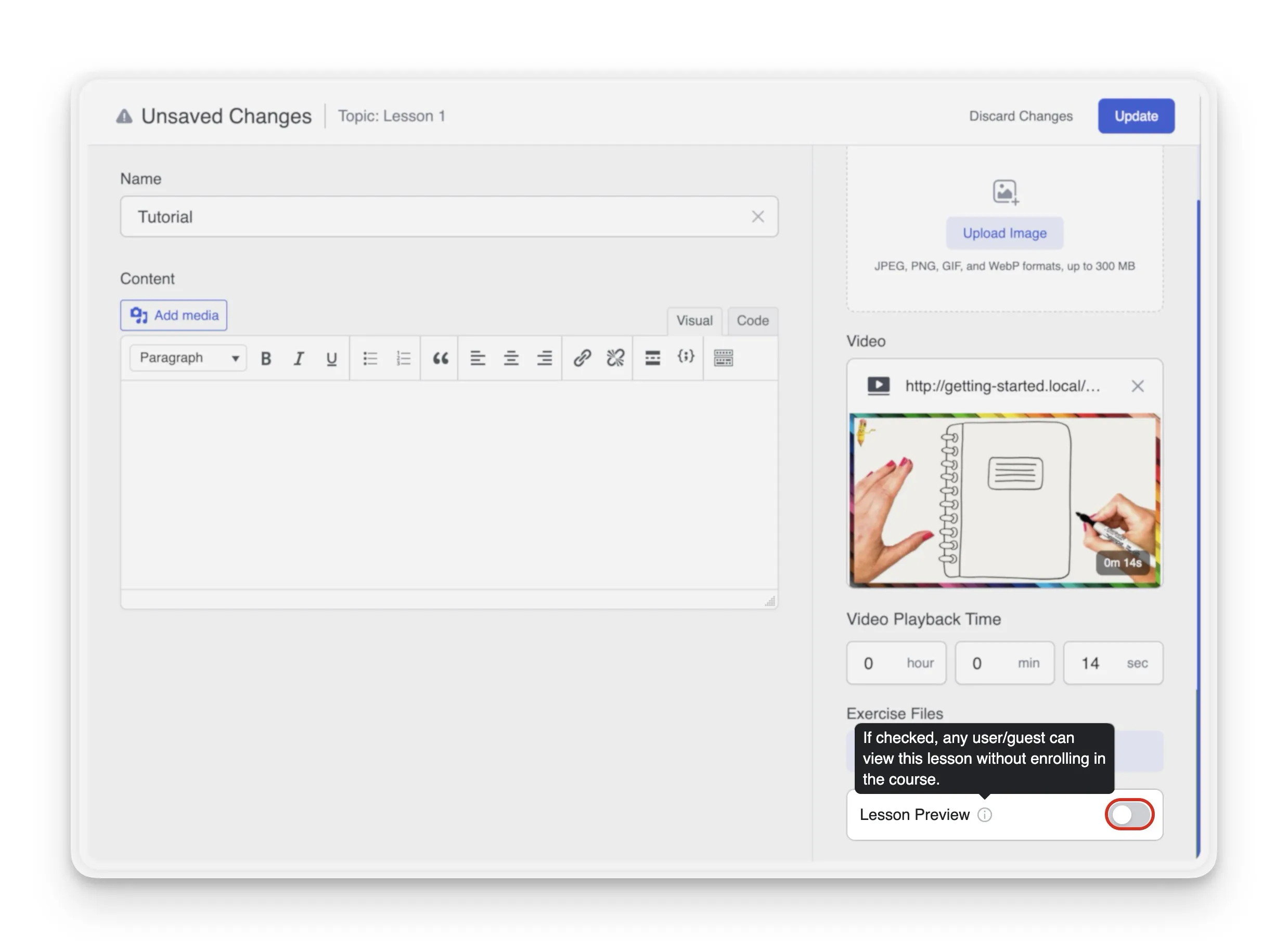 导师 LMS 课程预览选项