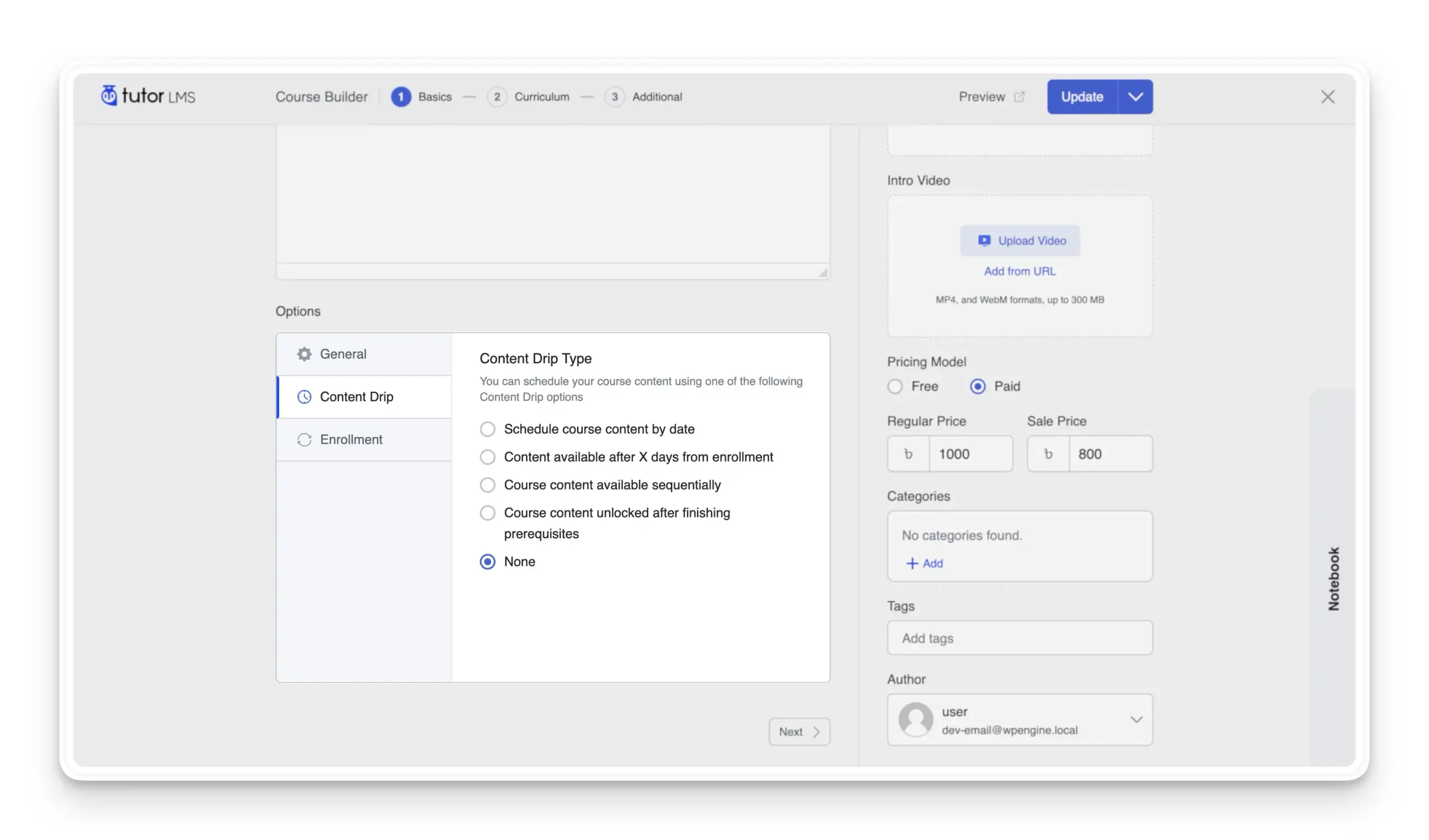 启用内容滴灌选项