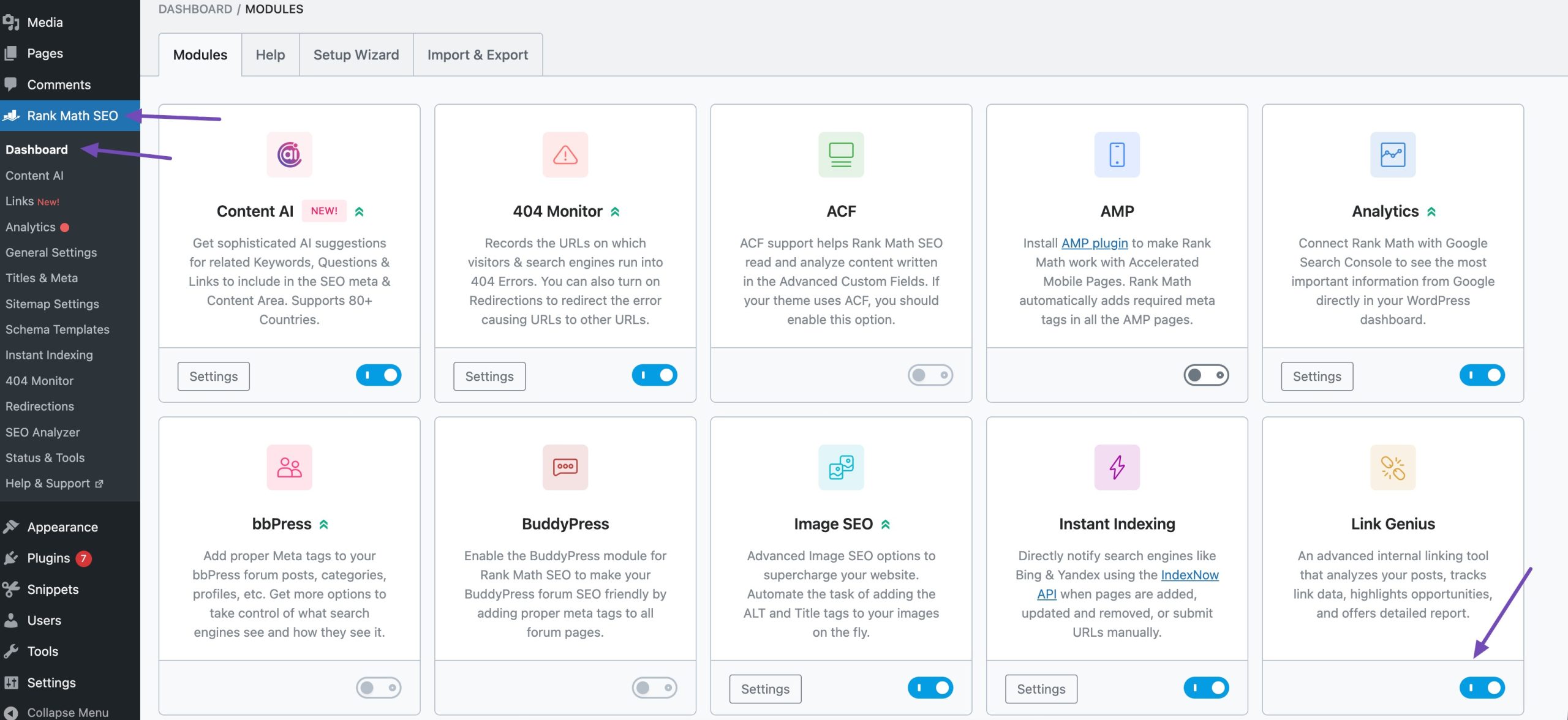 启用 AI Link Genius 模块