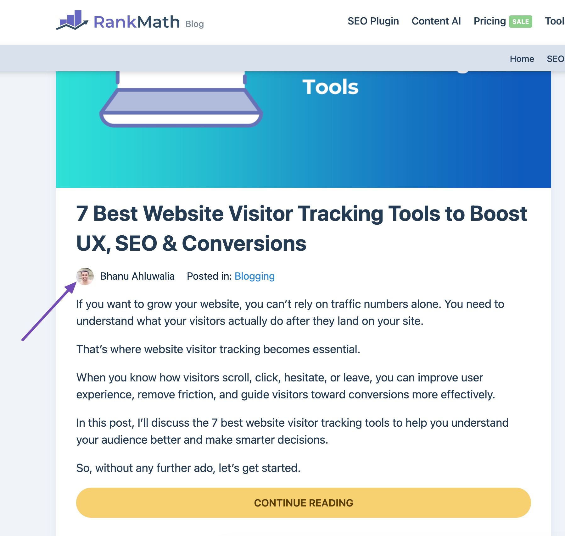 Rank Math博客中的作者姓名