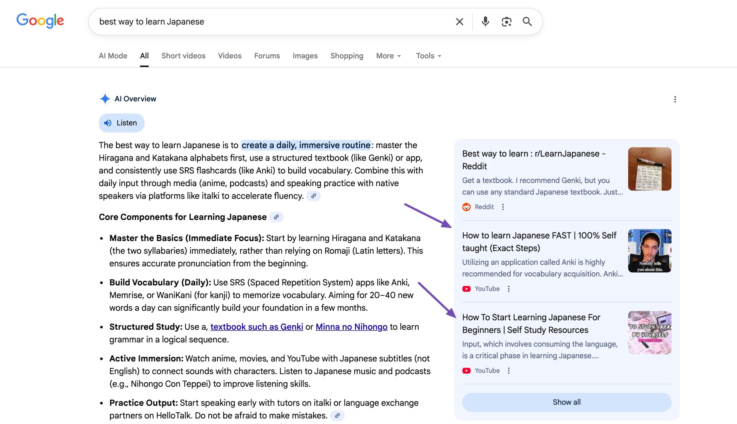 YouTube 视频在人工智能搜索中