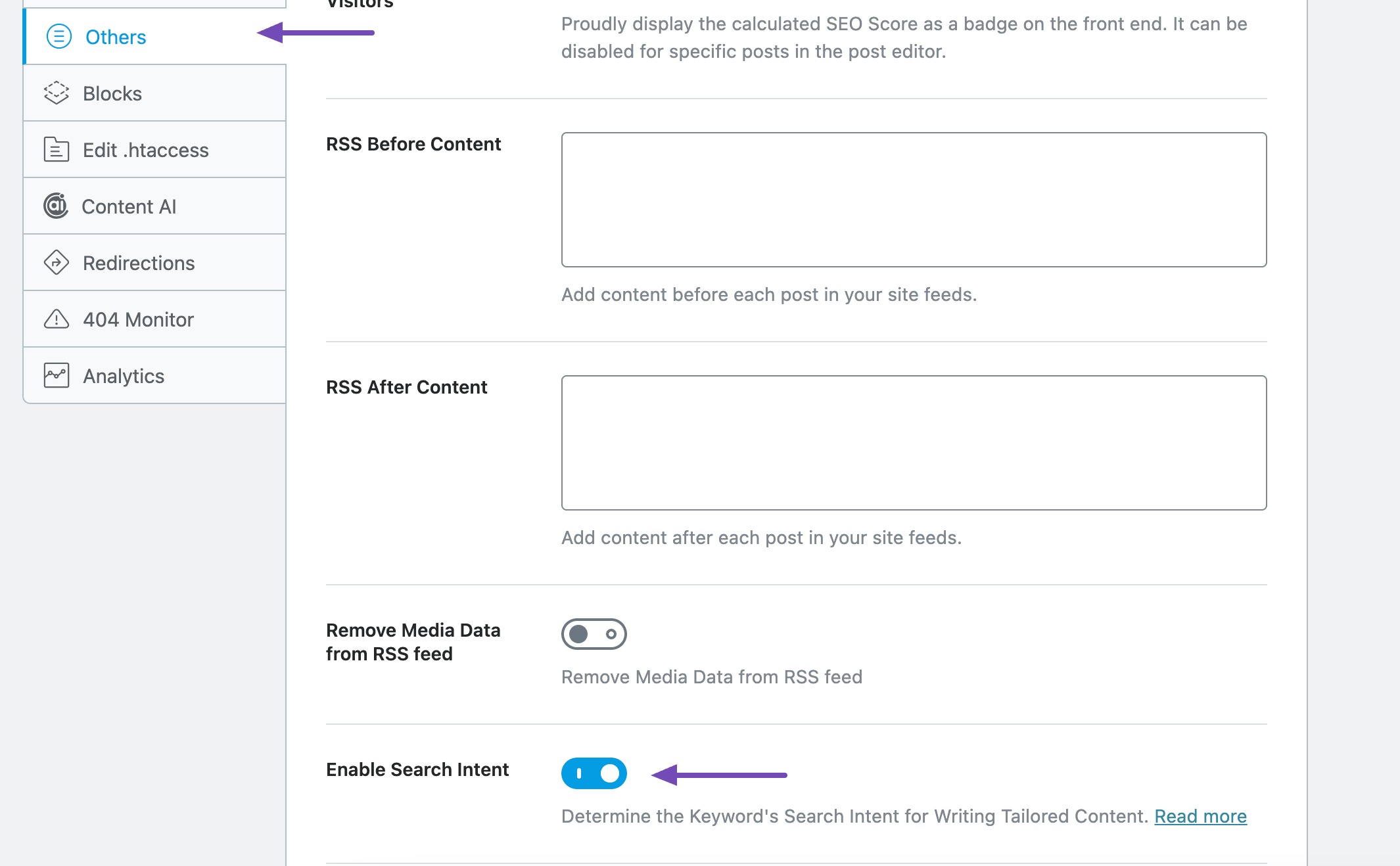 在 Rank Math 中启用搜索意图功能