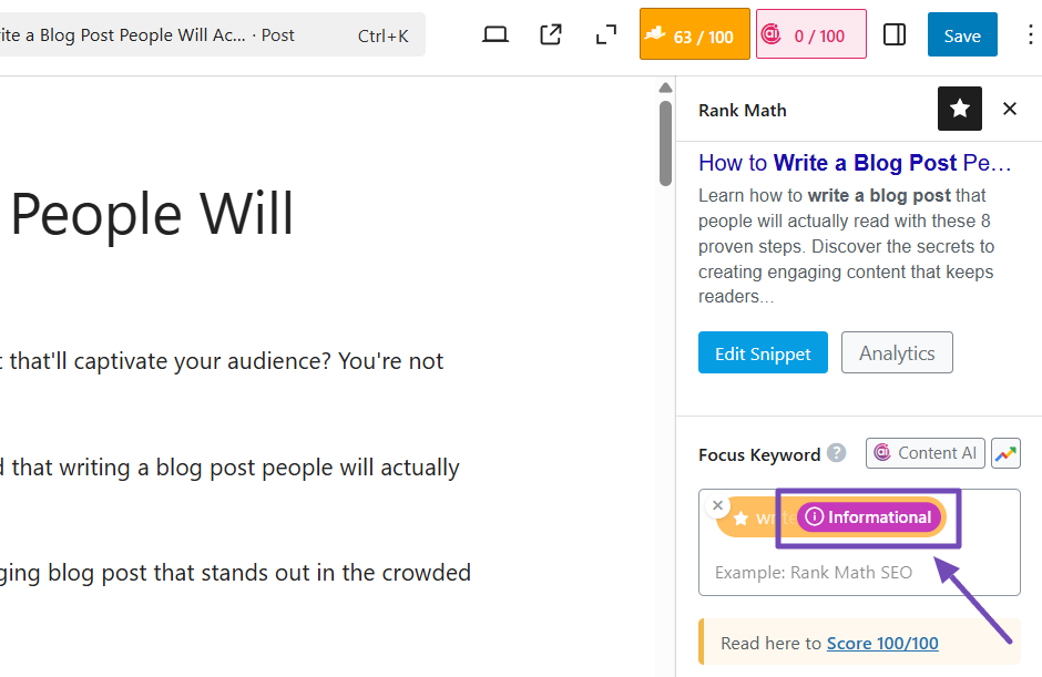 在 Rank Math 中查看搜索意图
